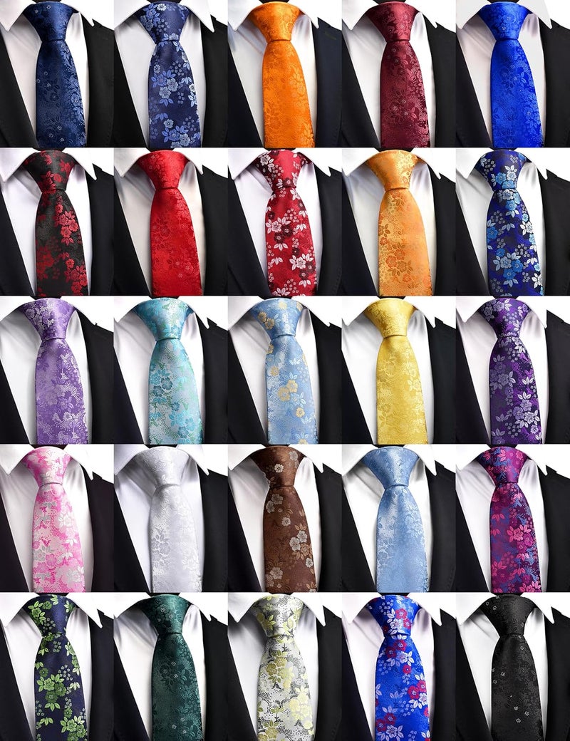 GUSLESON 3.15"(8cm) Fashion Floral Ties Mens Woven Jacquard Necktie for Wedding - Image 4